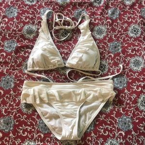 White ruffles bikini
